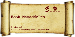Bank Menodóra névjegykártya